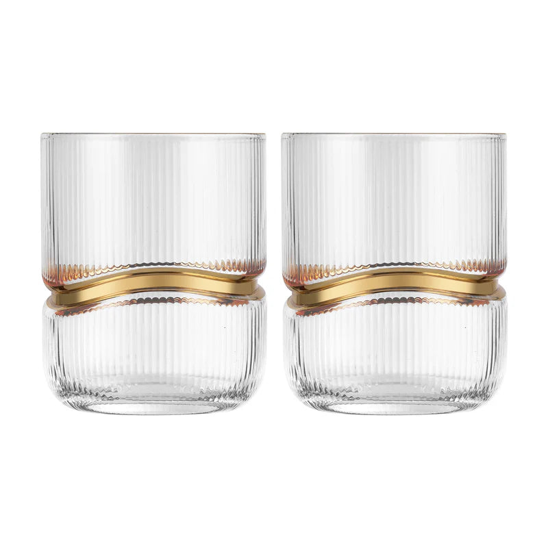 Set of 6 Short Tumbler Glasses Gold