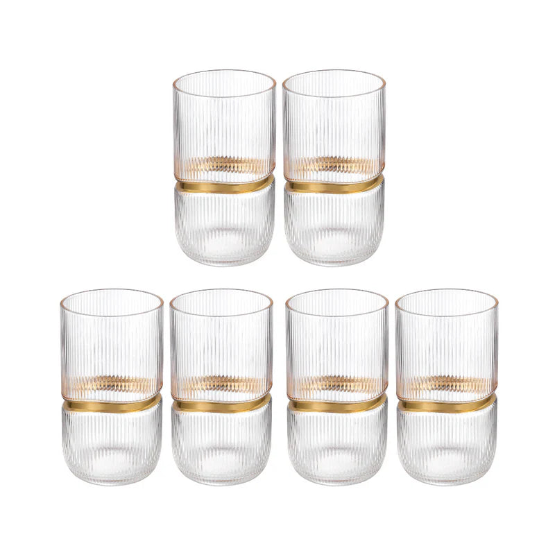Set of 6 Long Tumbler Glasses Gold