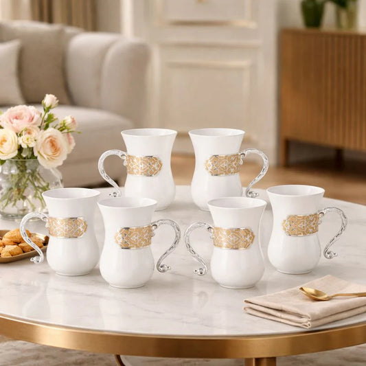 Set of 6 Mugs with Holder -  Peach