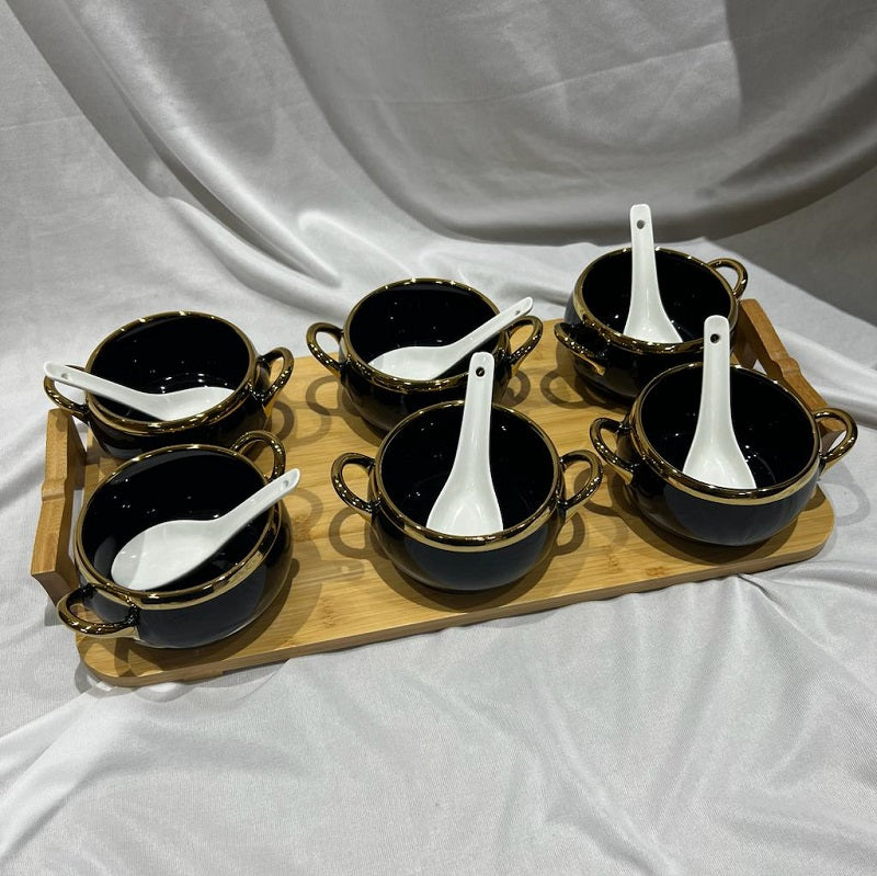 Bowl ( Set of 6 ) with Bamboo Tray