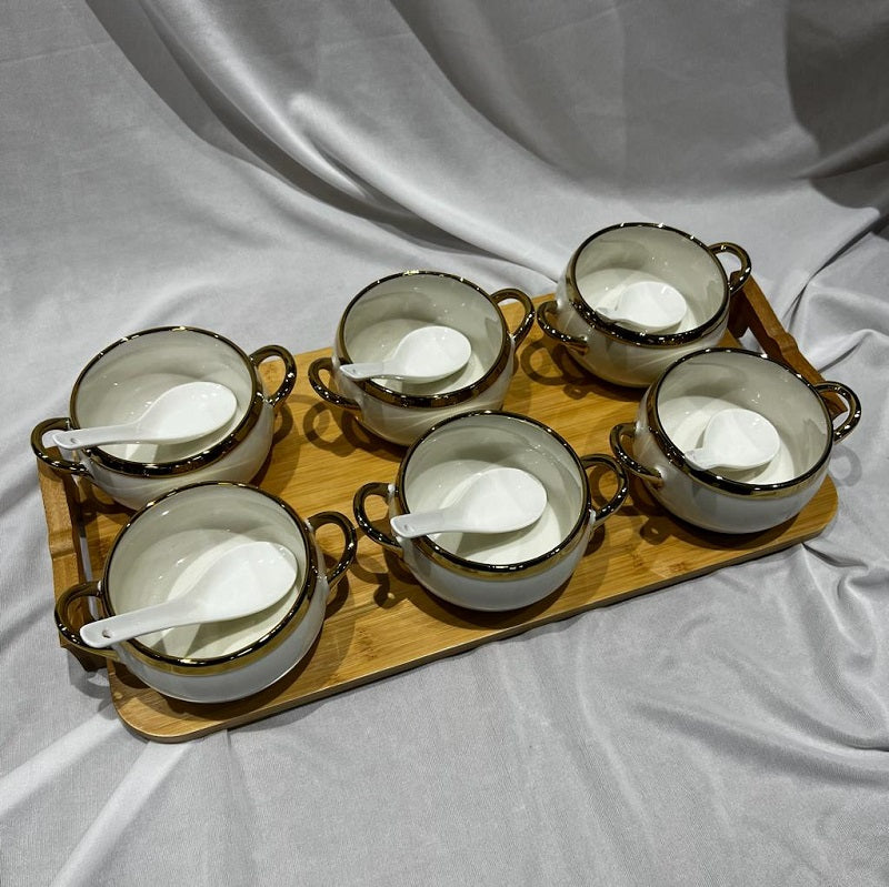Bowl ( Set of 6 ) with Bamboo Tray
