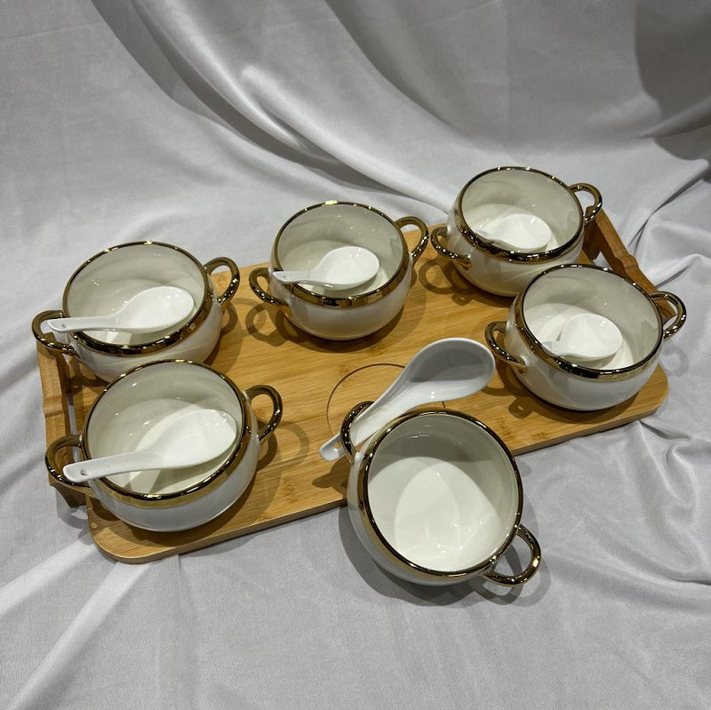 Bowl ( Set of 6 ) with Bamboo Tray