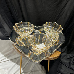 Heart tray with 3 glass bowls