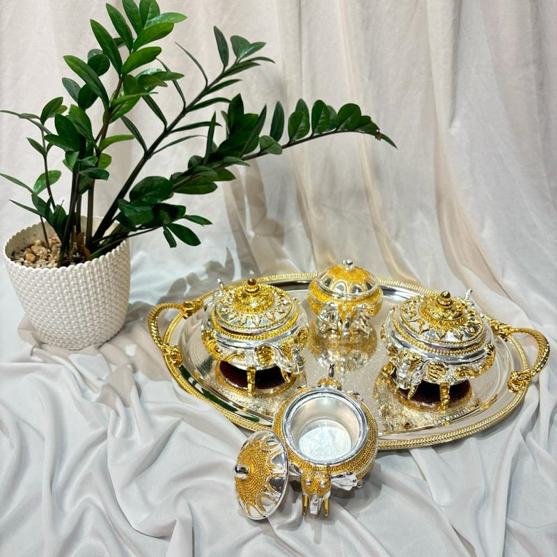 Oval Tray Large With Elephant Head Sugar pot