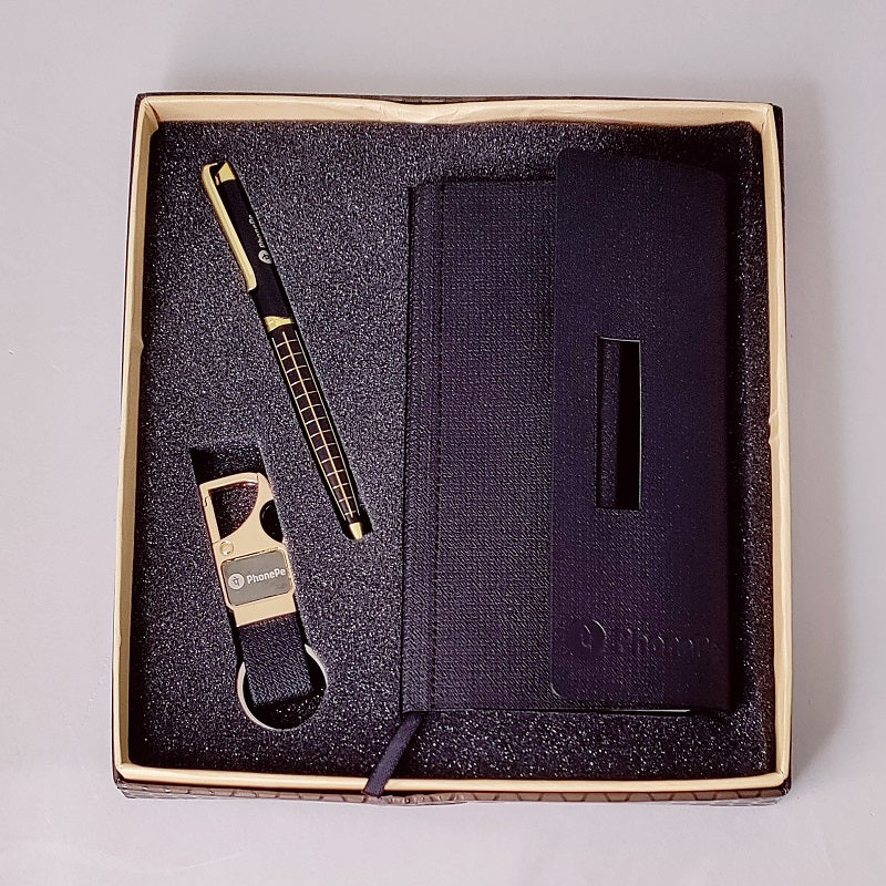 PHONE PE Black Notebook + Pen + Keychain