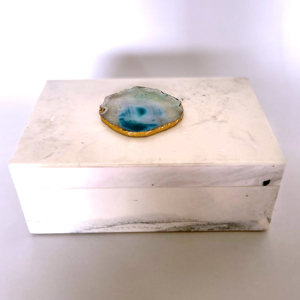 Agate Stone Wooden Jewellery Box