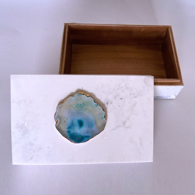 Agate Stone Wooden Jewellery Box