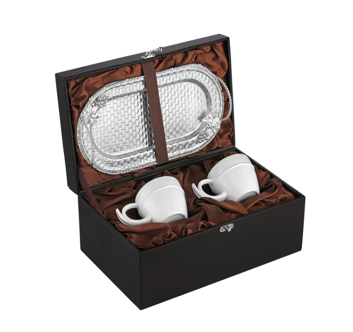 Jute Design Tray with 2 Cups