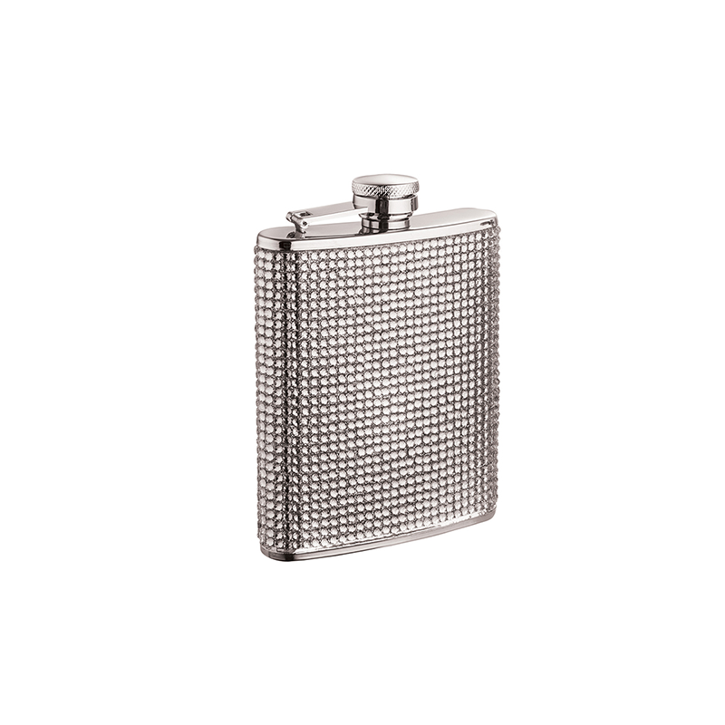 White Acrylic Crystal Hip Flask Stainless Steel