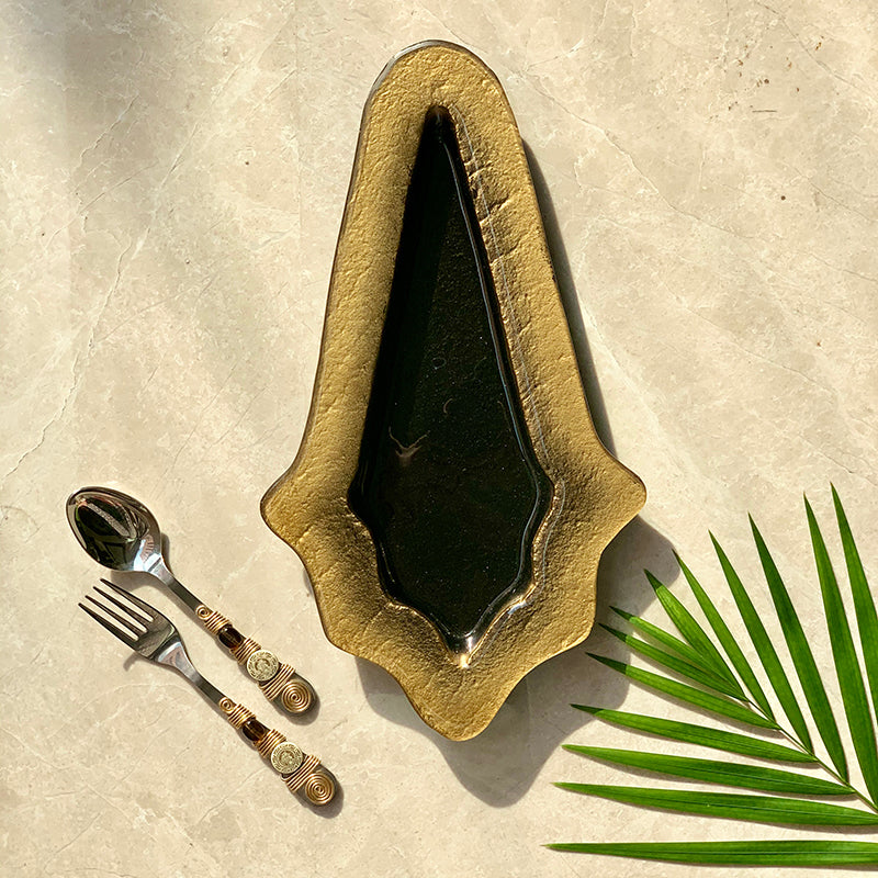 Cone Shape Platter Black and Gold