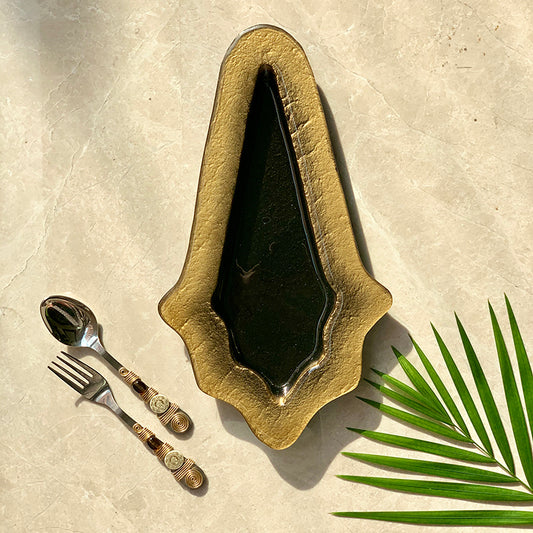 Cone Shape Platter Black and Gold