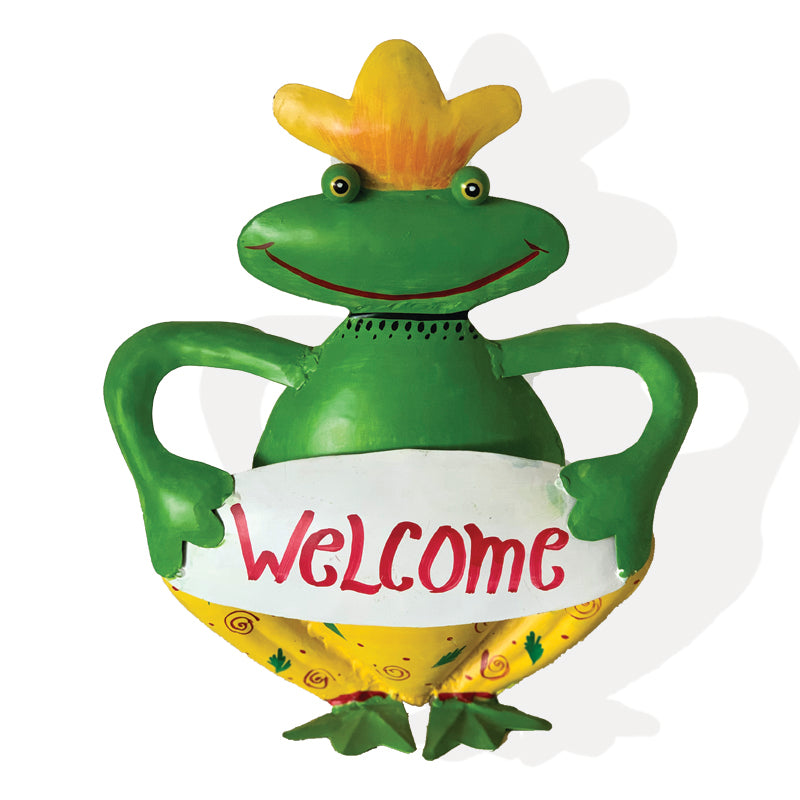 Frog with Welcome Sign