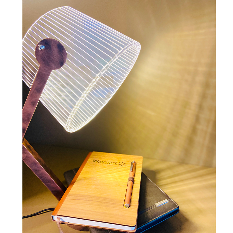 Chic Wooden Glass Lamp