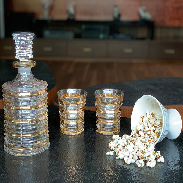 Gold Whiskey Glasses with Decanter