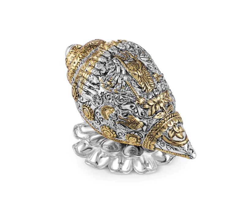 Shankh with Base Small- Dual Tone