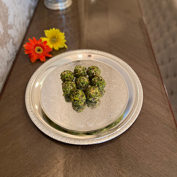 Silver Hammered Round Tray Large