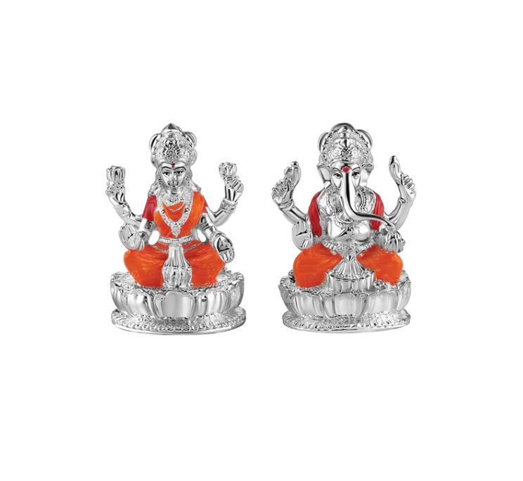 Lakshmi ganesh ji + flower tealight- Colored