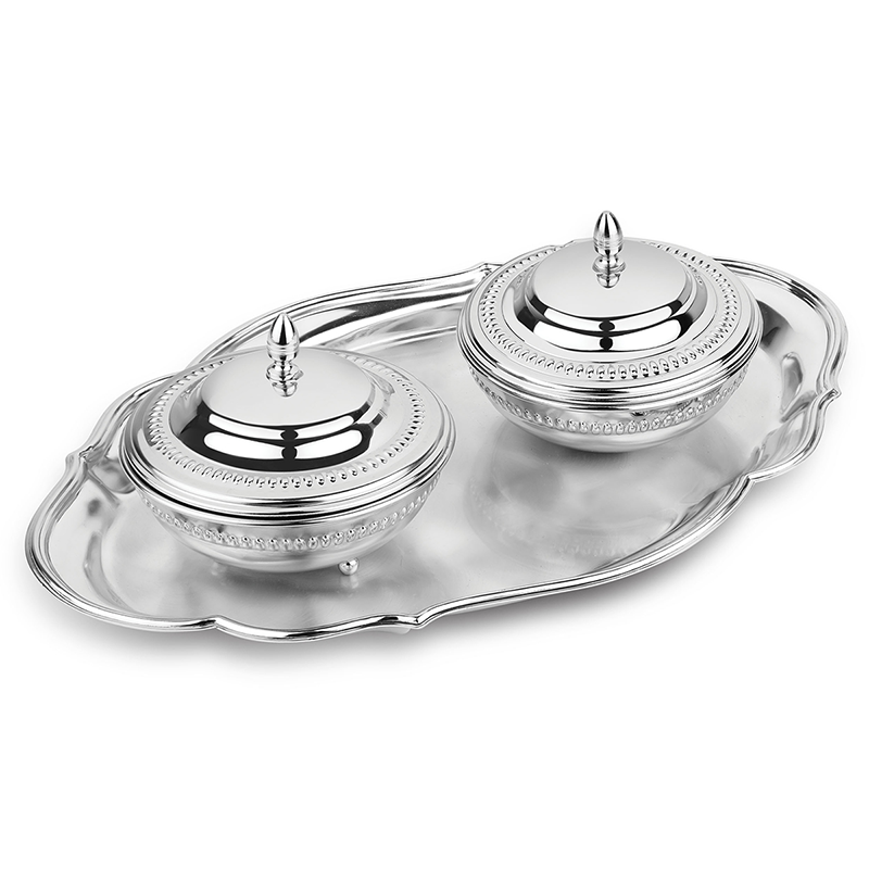 Tray With 2 Sugar Bowls