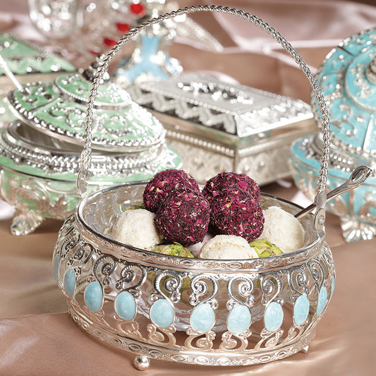 Basket With Sky Blue Enamel