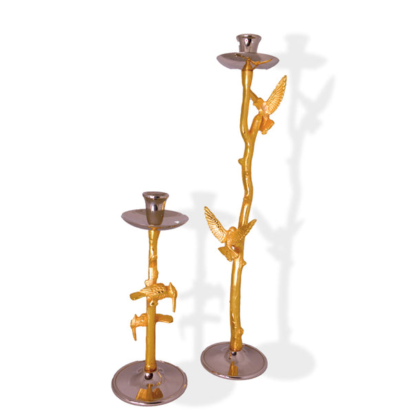 Candle Stand with Bird - Set of 2