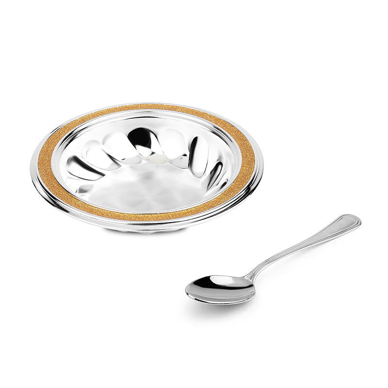 Oval Tray With 2 Bowls & Spoons