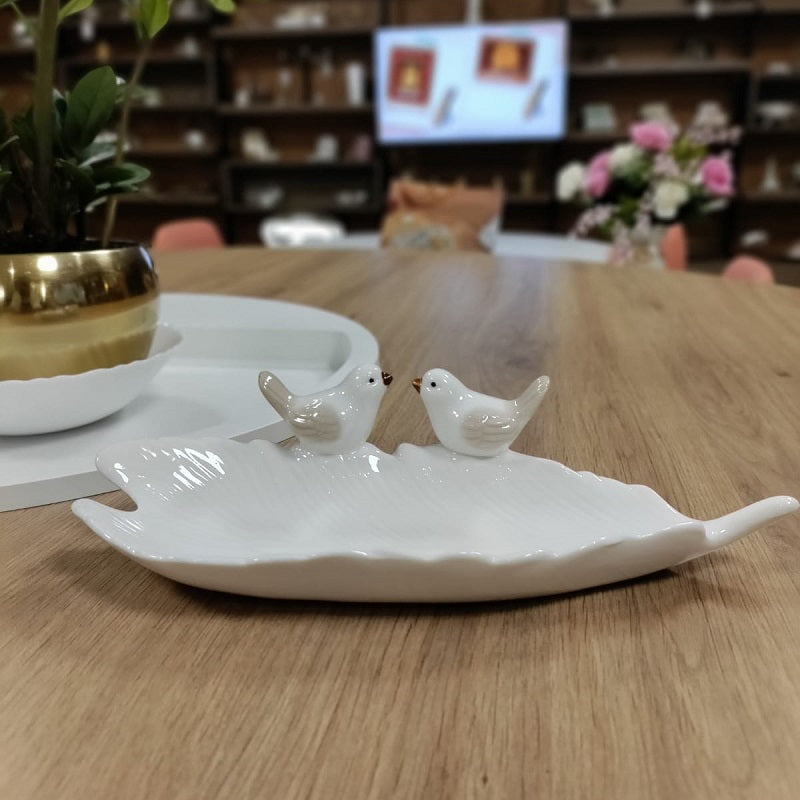 Long Leaf Platter with Bird