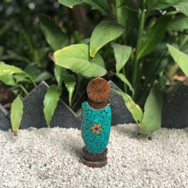 Wooden Balgopal with Green Stone