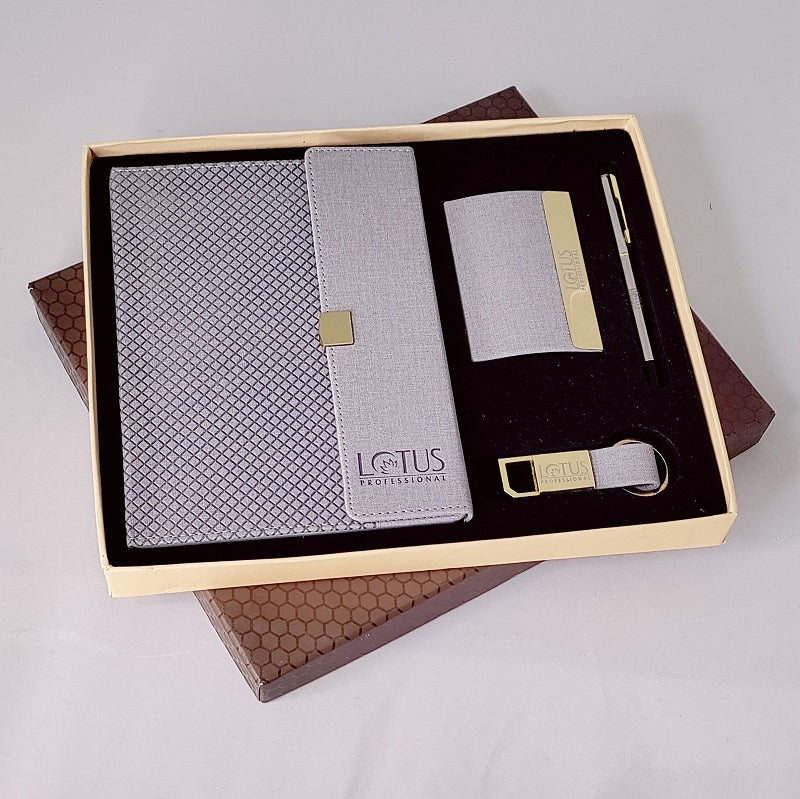 LOTUS Gray Notebook + Pen + Keychain + V.C