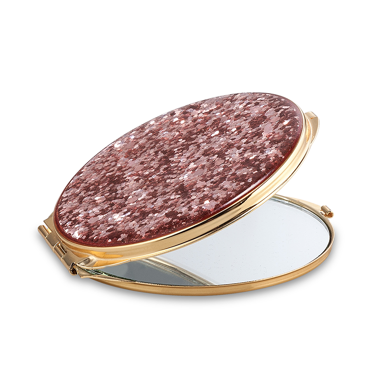 Set Of Pink Shimmer Frame + Compact Mirror + Box