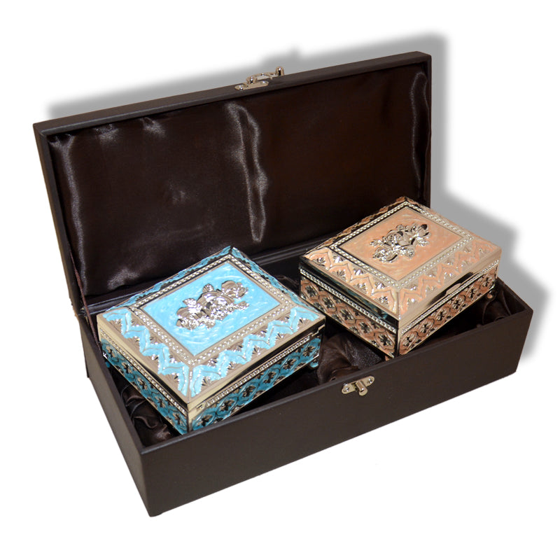 Rectangle Enamel Box Set Of Two