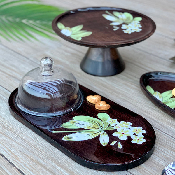 Frangipani Wooden Cake Stand