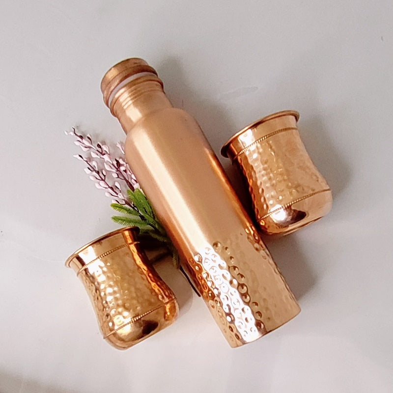 Copper Bottle With 2 Glass