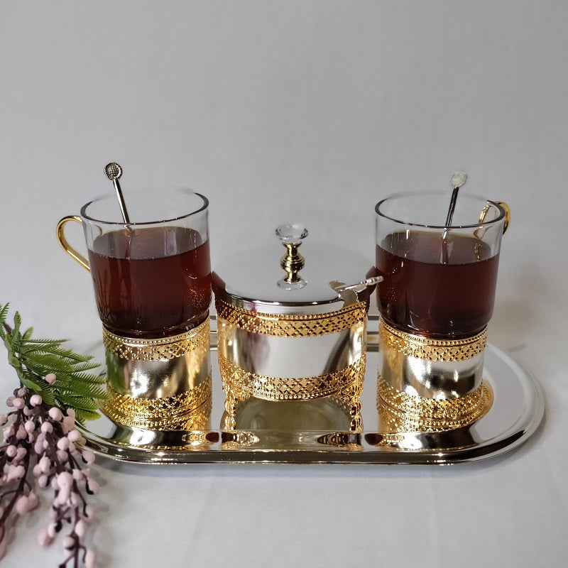 2 Mug with Bowl,Spoon and Tray