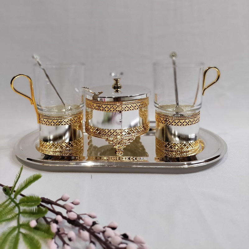 2 Mug with Bowl,Spoon and Tray
