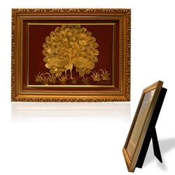 Golden Photo Frame Dancing Peacock