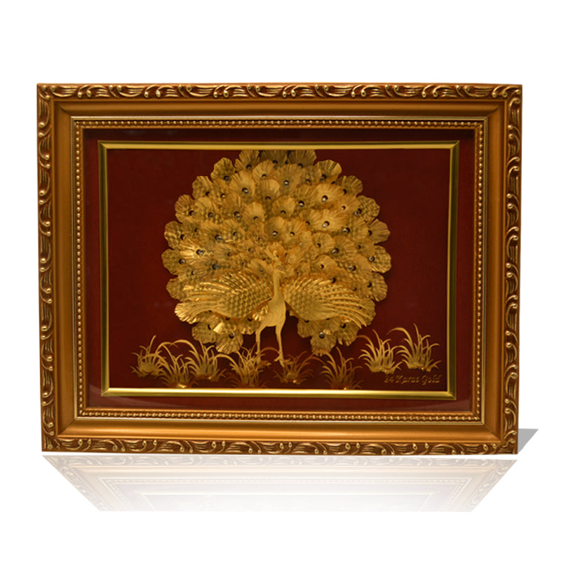 Golden Photo Frame Dancing Peacock