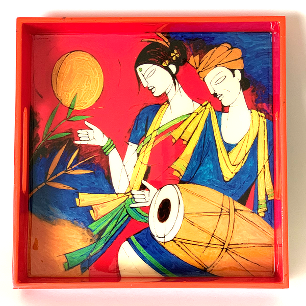 Red Tabla Tray