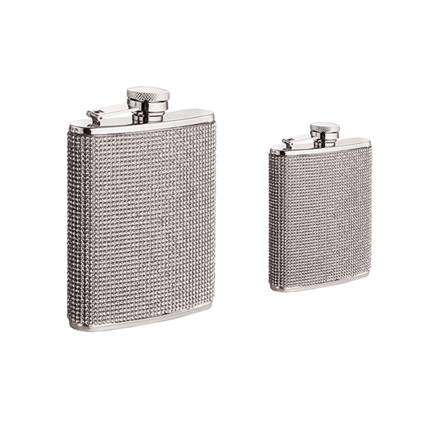 White Acrylic Crystal Hip Flask Set of 2