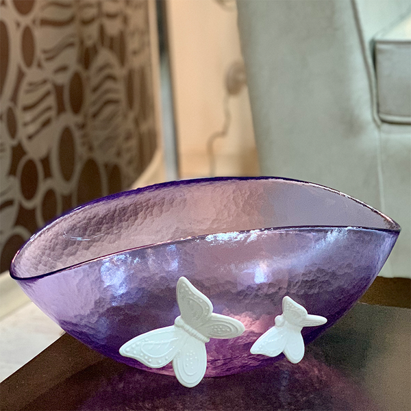 Murano Purple Bowl with Butterfly
